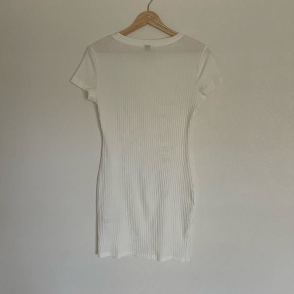 NWOT SHEIN t-shirt dress ribbed white casual short sleeve bodycon - Picture 7 of 8